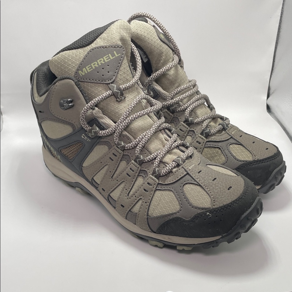 Merrell Taupe and Gray Lace-Up Hiking Boots